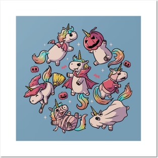 Halloween Unicorns Cute Spooky Magic - Light Posters and Art